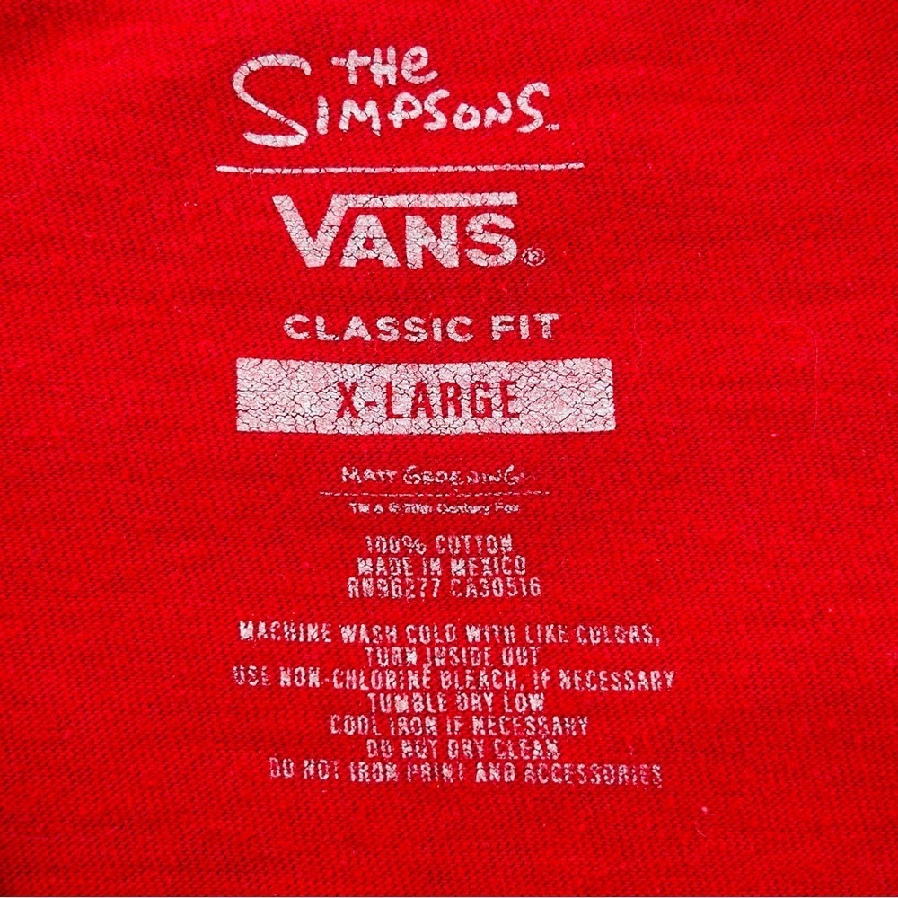 Vans X The Simpsons El Barto Men's T-Shirt Size X-Large Red Long Sleeve Graphic - Picture 8 of 14